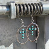 Turquoise Cross Hoop Earring-Western Culture Leather