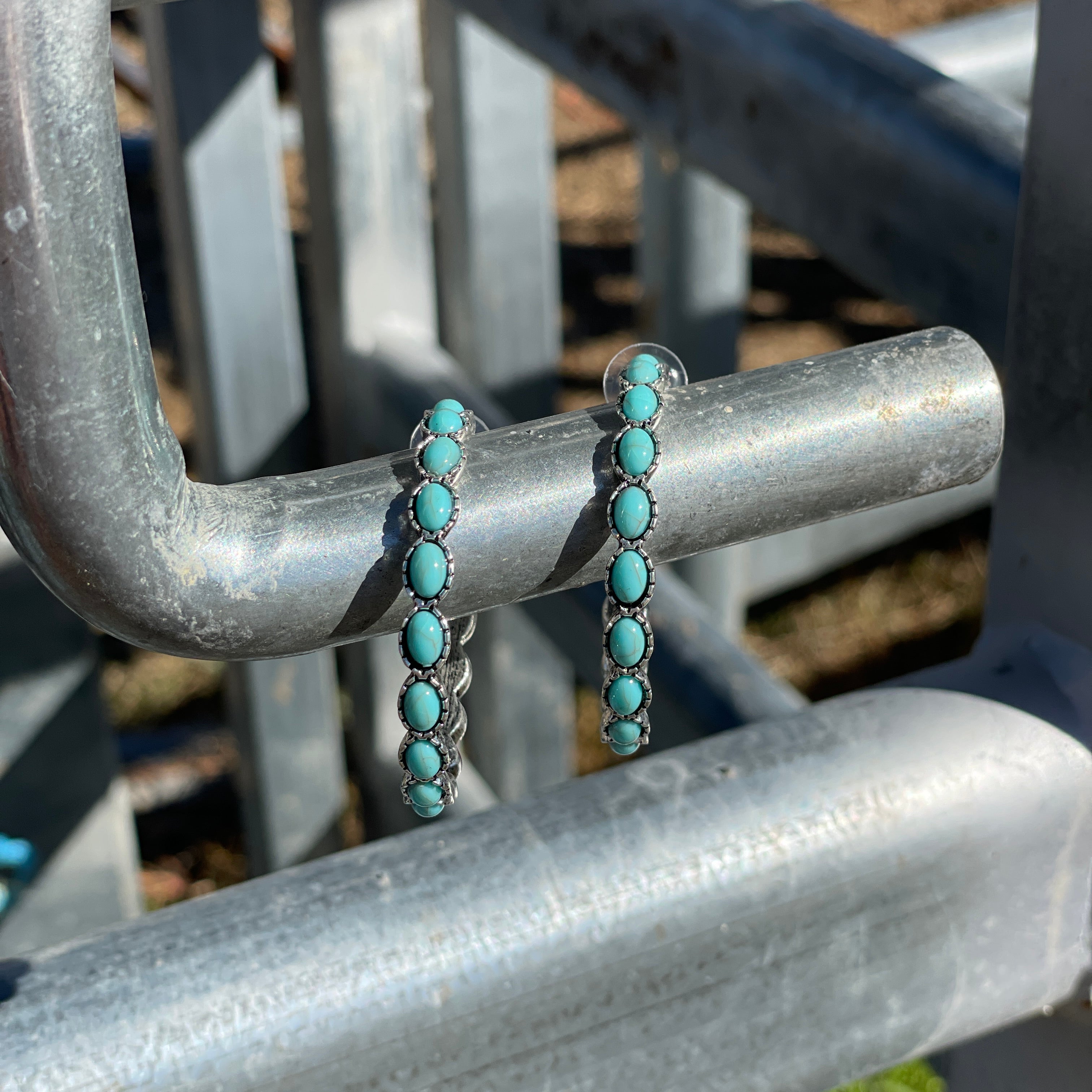Solid Turquoise Hoop Earring-Western Culture Leather