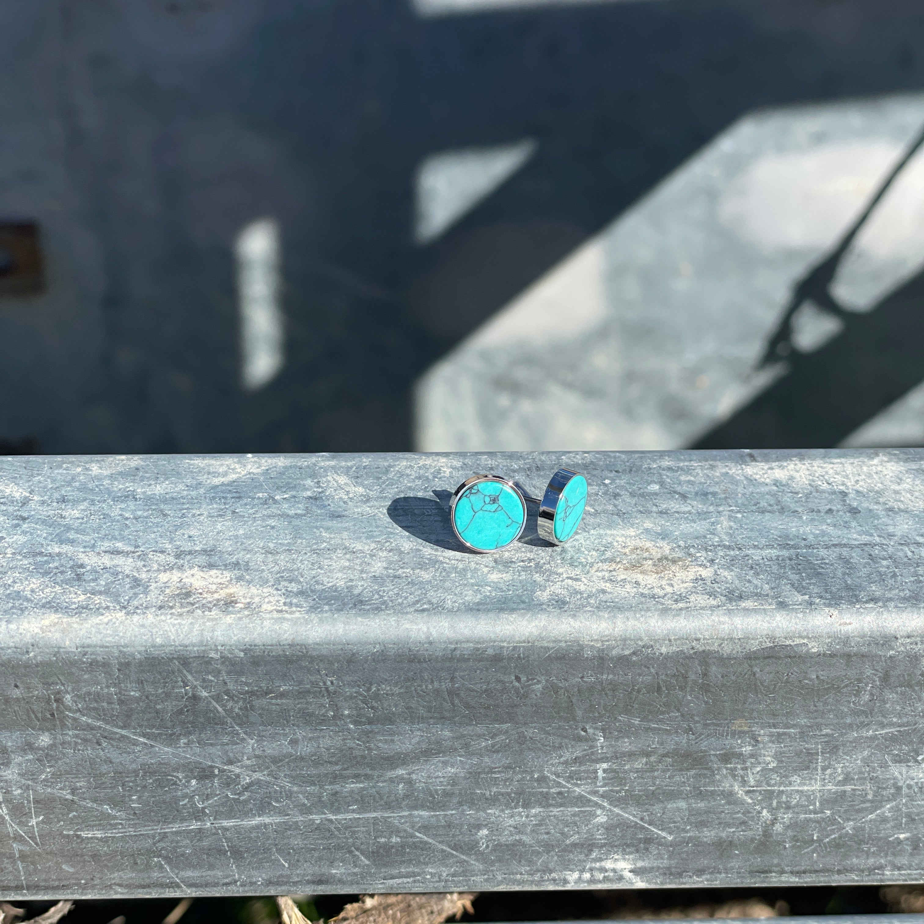Turquoise Disc Studs-Western Culture Leather
