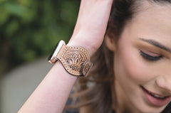 Leather Tooled Watch Band-Western Culture Leather