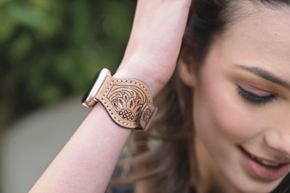 Leather Tooled Watch Band-Western Culture Leather
