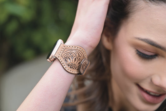 Leather Tooled Watch Band-Western Culture Leather