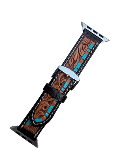 Apple Watch Band - Turquoise Tooled 38/40/41-Western Culture Leather