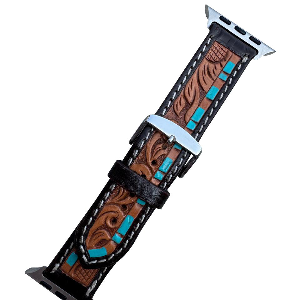 Apple Watch Band - Turquoise Tooled 38/40/41-Western Culture Leather