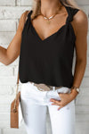 Black V Neck Singlet Top-Western Culture Leather