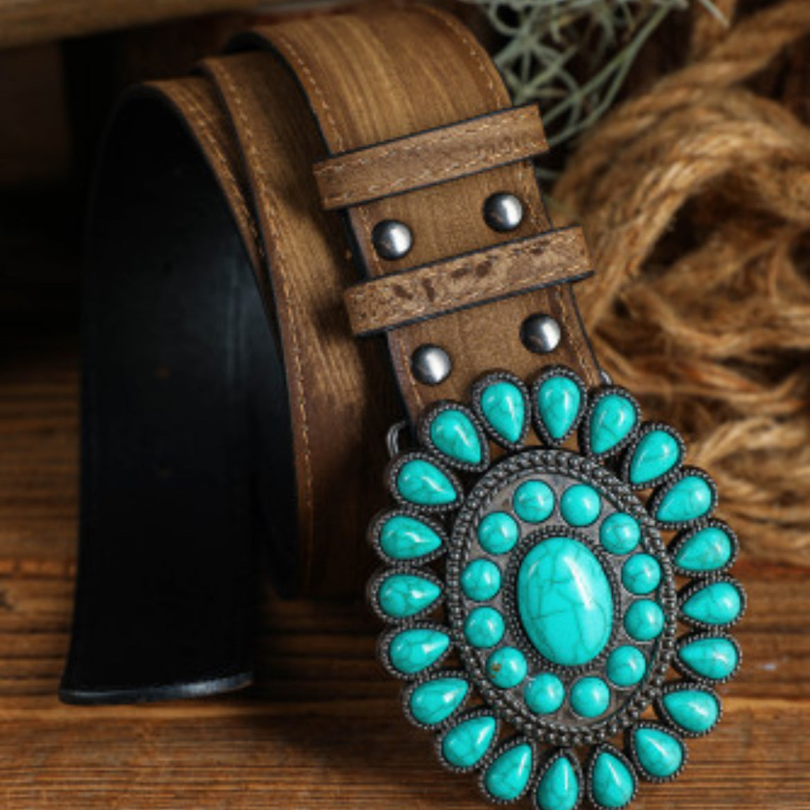 Turquoise Buckle Belt-Western Culture Leather