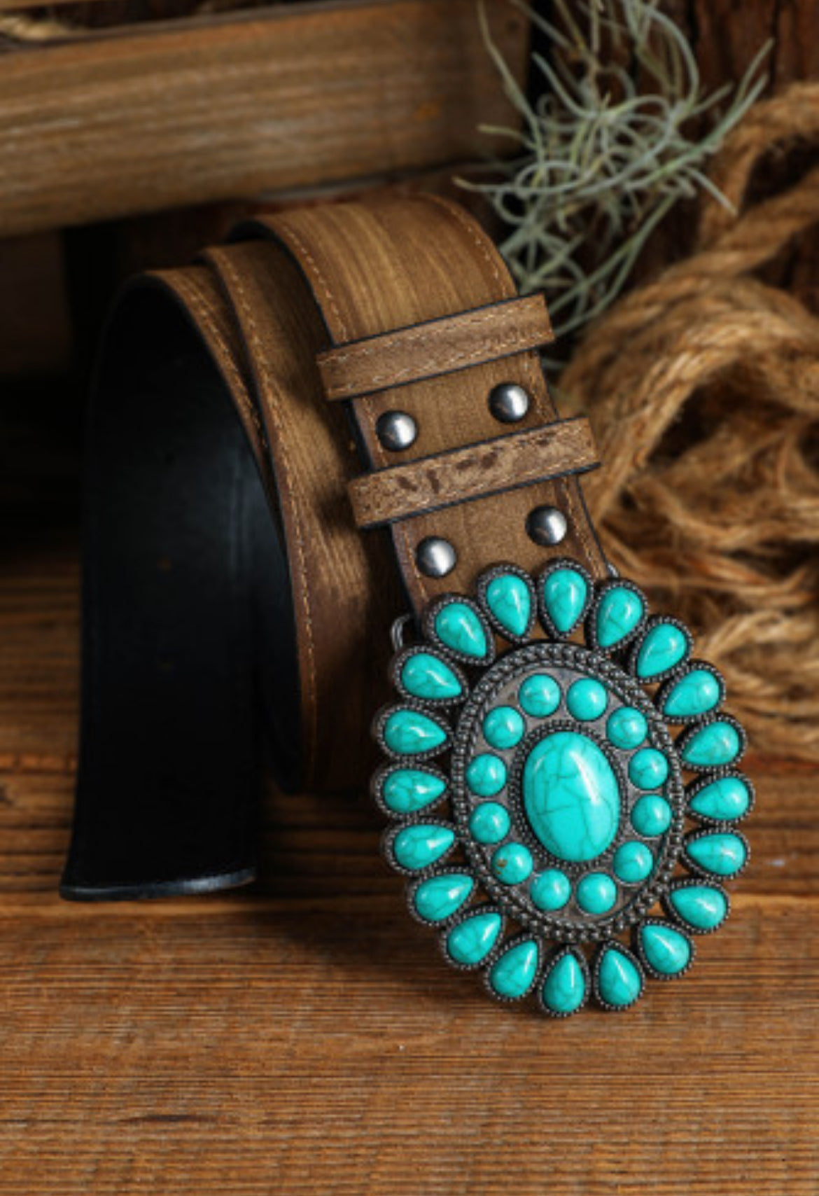 Turquoise Buckle Belt-Western Culture Leather