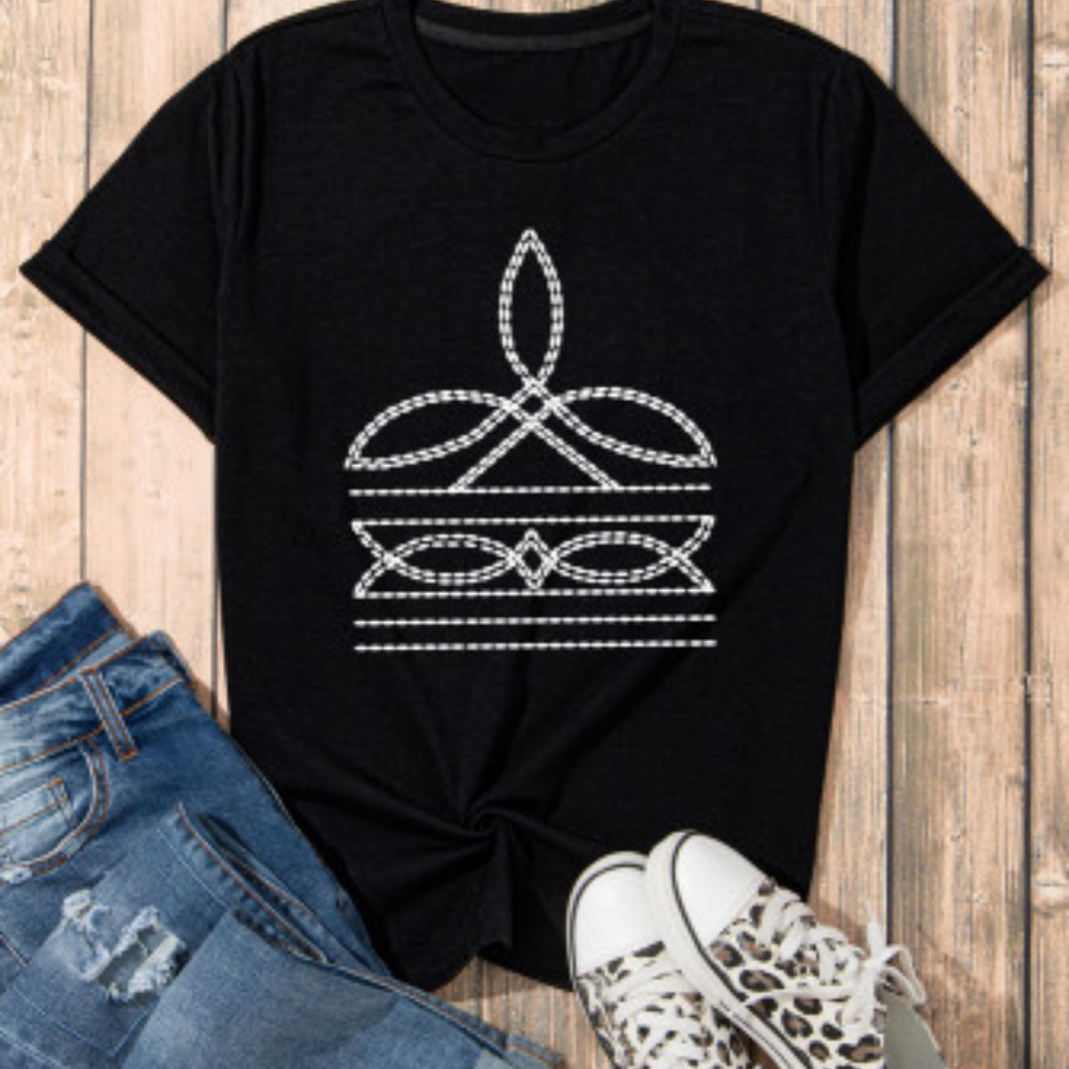 Boot Stitch Graphic T-Shirt-Western Culture Leather