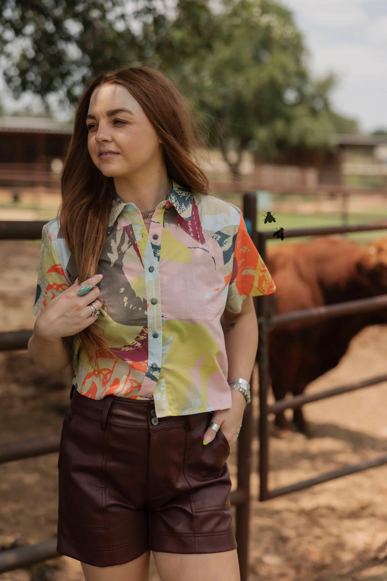 Katie Fly Ladies Crop Blouse-Western Culture Leather