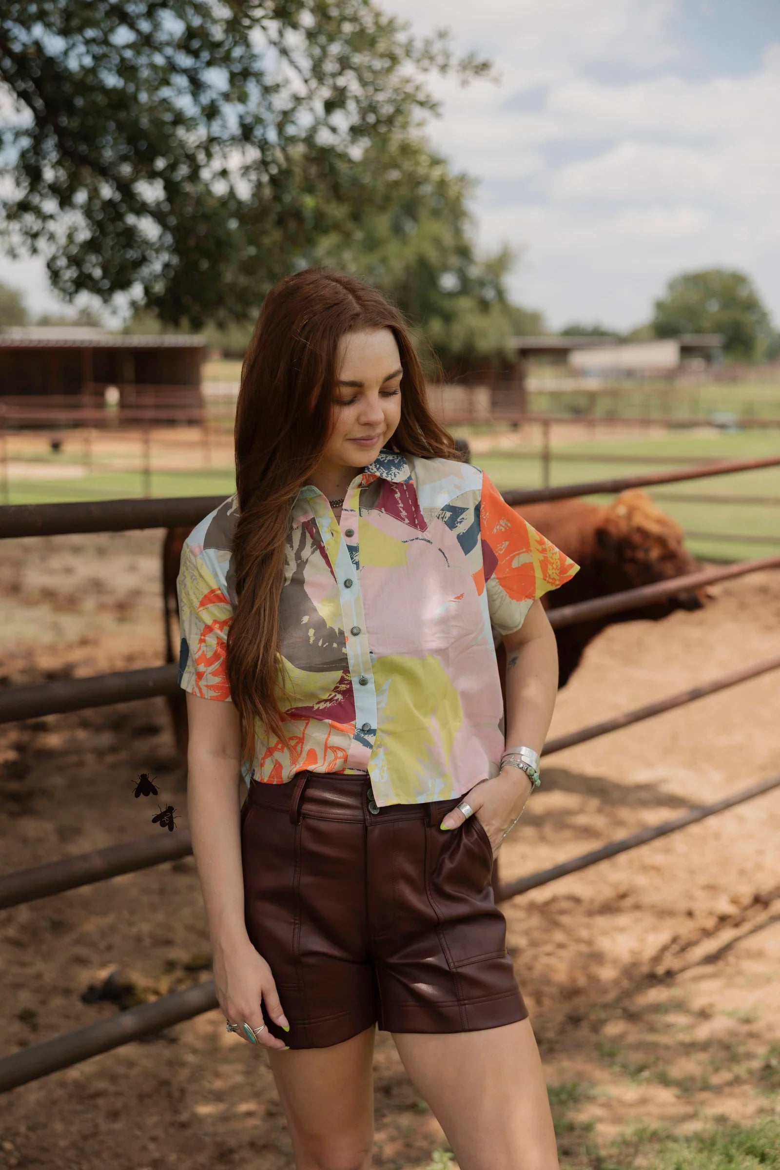 Katie Fly Ladies Crop Blouse-Western Culture Leather