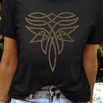 Brown Rhinestone Boot Stitch Tee-Western Culture Leather