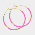 Pink Rose Hoop Earrings-Western Culture Leather