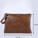 Vintage Brown Leather Look Oversized Clutch-Western Culture Leather