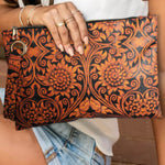 Vintage Floral Wristlet Clutch-Western Culture Leather