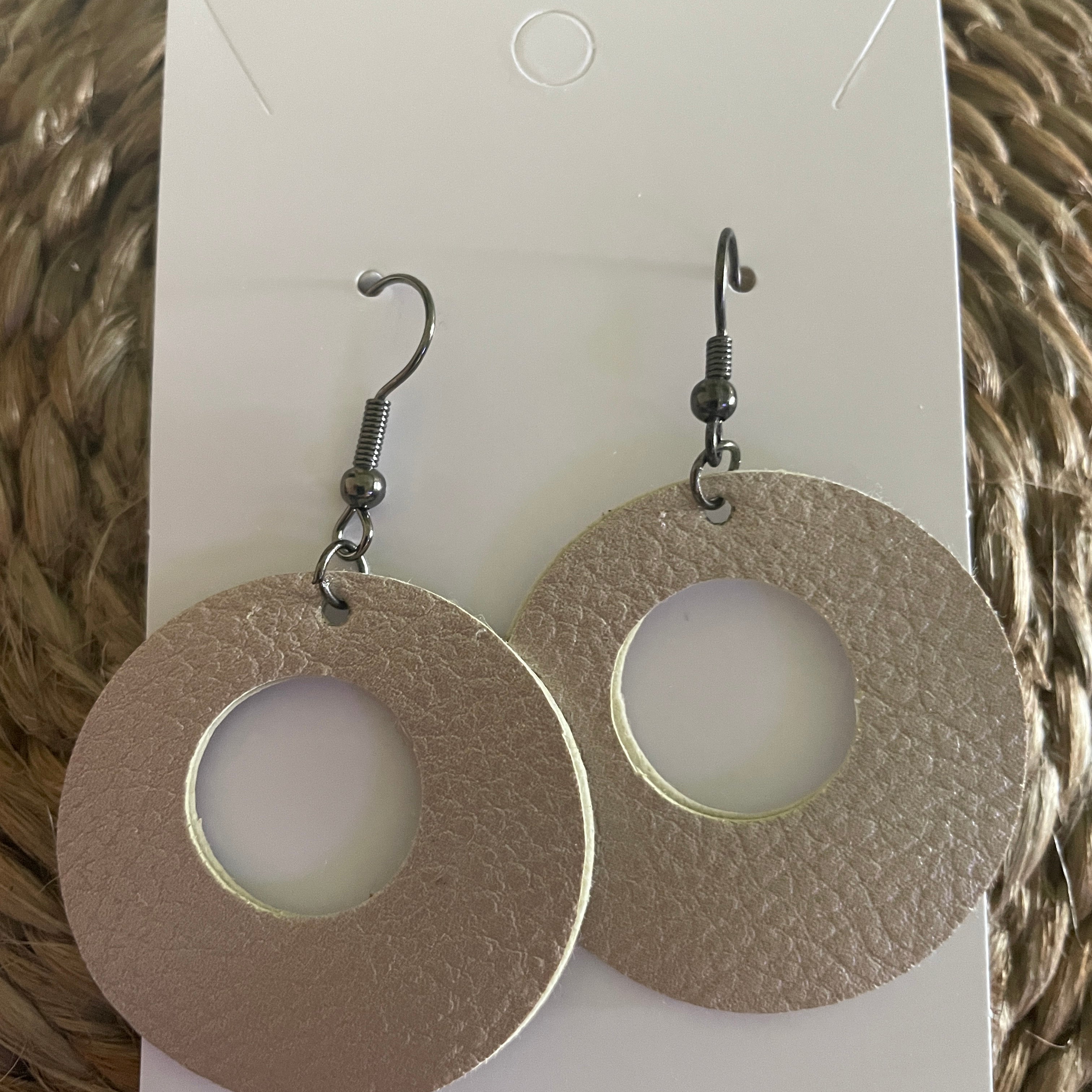 White pearl leatherette Earrings-Western Culture Leather