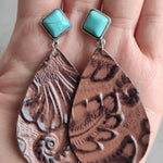 Turquoise Stud Teardrop Earring-Western Culture Leather