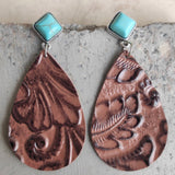 Turquoise Stud Teardrop Earring-Western Culture Leather
