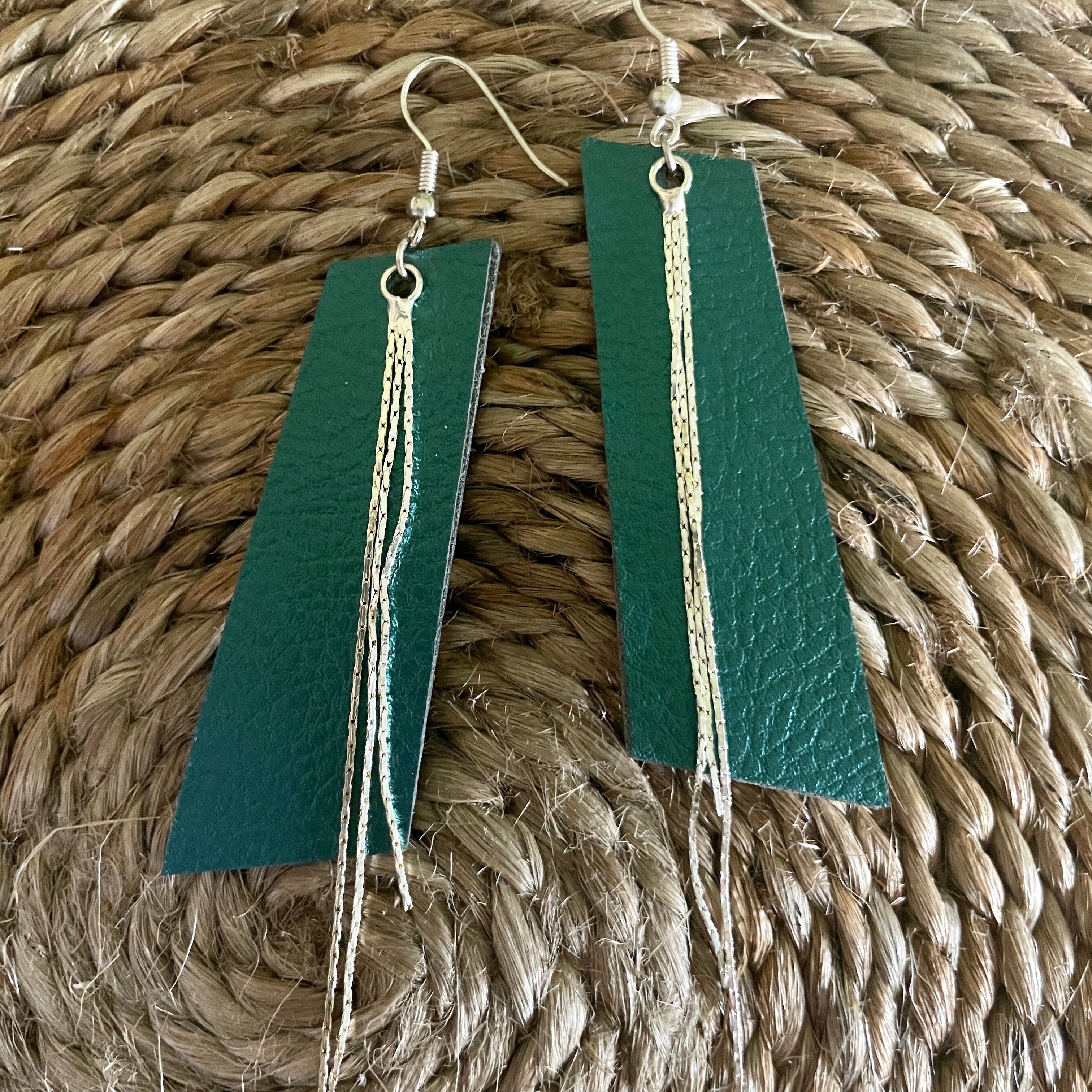 Emerald green leatherette earring-Western Culture Leather