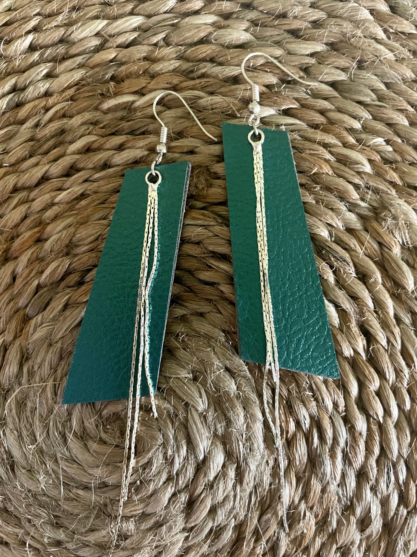 Emerald green leatherette earring-Western Culture Leather