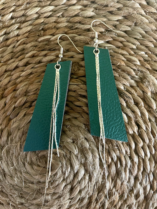 Emerald green leatherette earring-Western Culture Leather