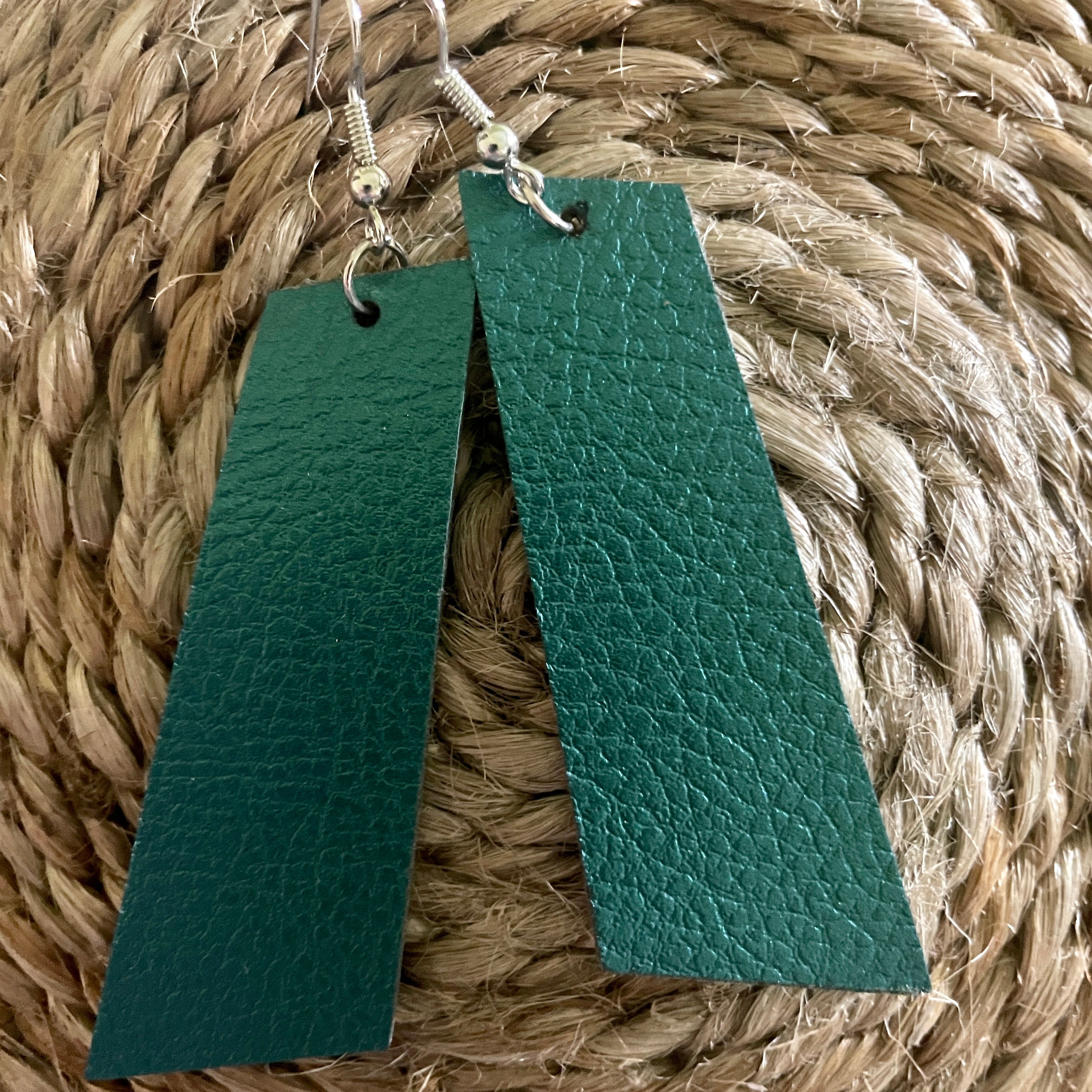Emerald green leatherette earring-Western Culture Leather