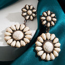 White Western Flower Stud Dangle-Western Culture Leather