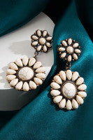 White Western Flower Stud Dangle-Western Culture Leather
