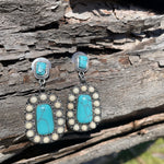 Turquoise and white howlite stone earring-Western Culture Leather