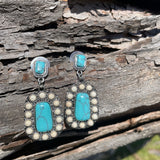 Turquoise and white howlite stone earring-Western Culture Leather