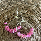 Pink coral hoop earring-Western Culture Leather