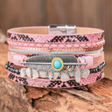 Pink Layered Wrap Cuff-Western Culture Leather