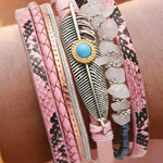 Pink Layered Wrap Cuff-Western Culture Leather
