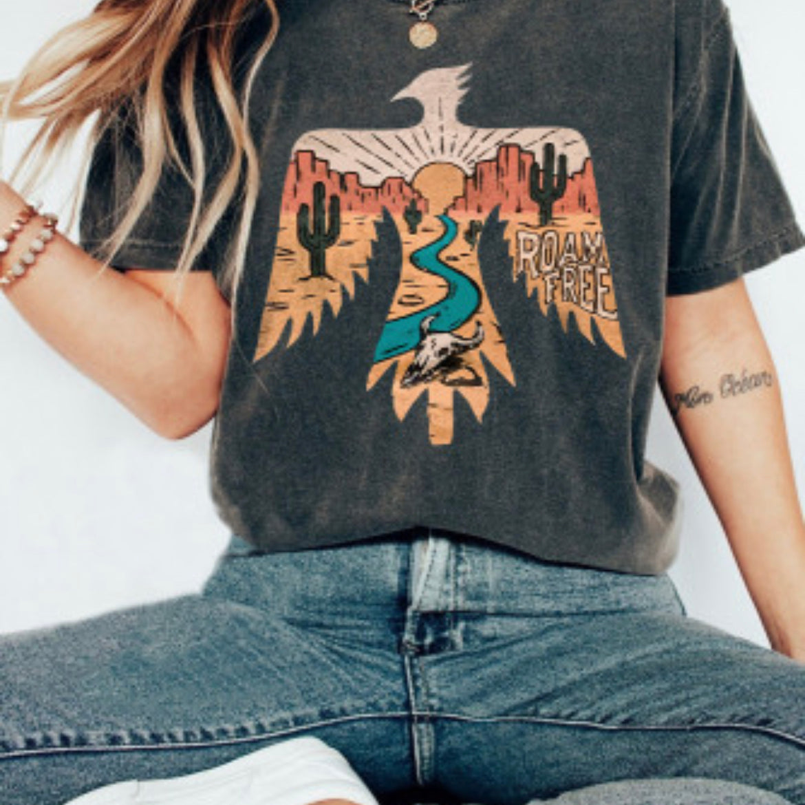 Thunderbird Desert Printed T Shirt-Western Culture Leather