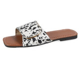 Cow Print Slides-Western Culture Leather