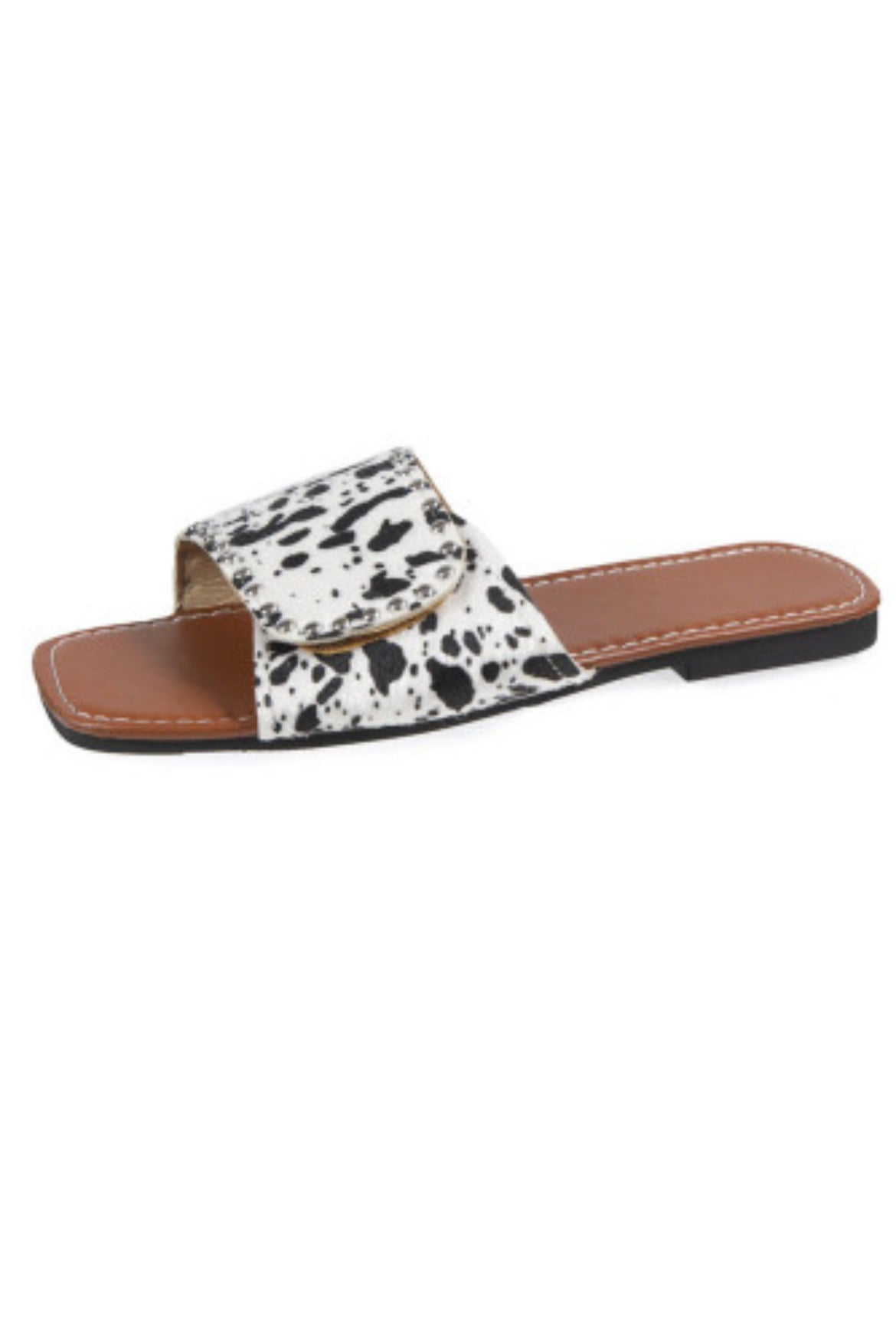 Cow Print Slides – Western Culture Leather