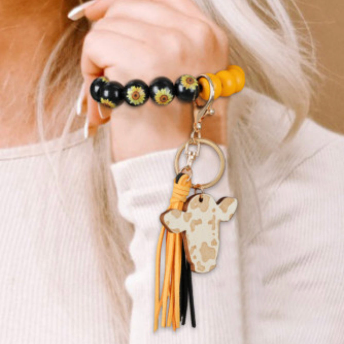 Beaded Key Wristlet Lanyard-Western Culture Leather