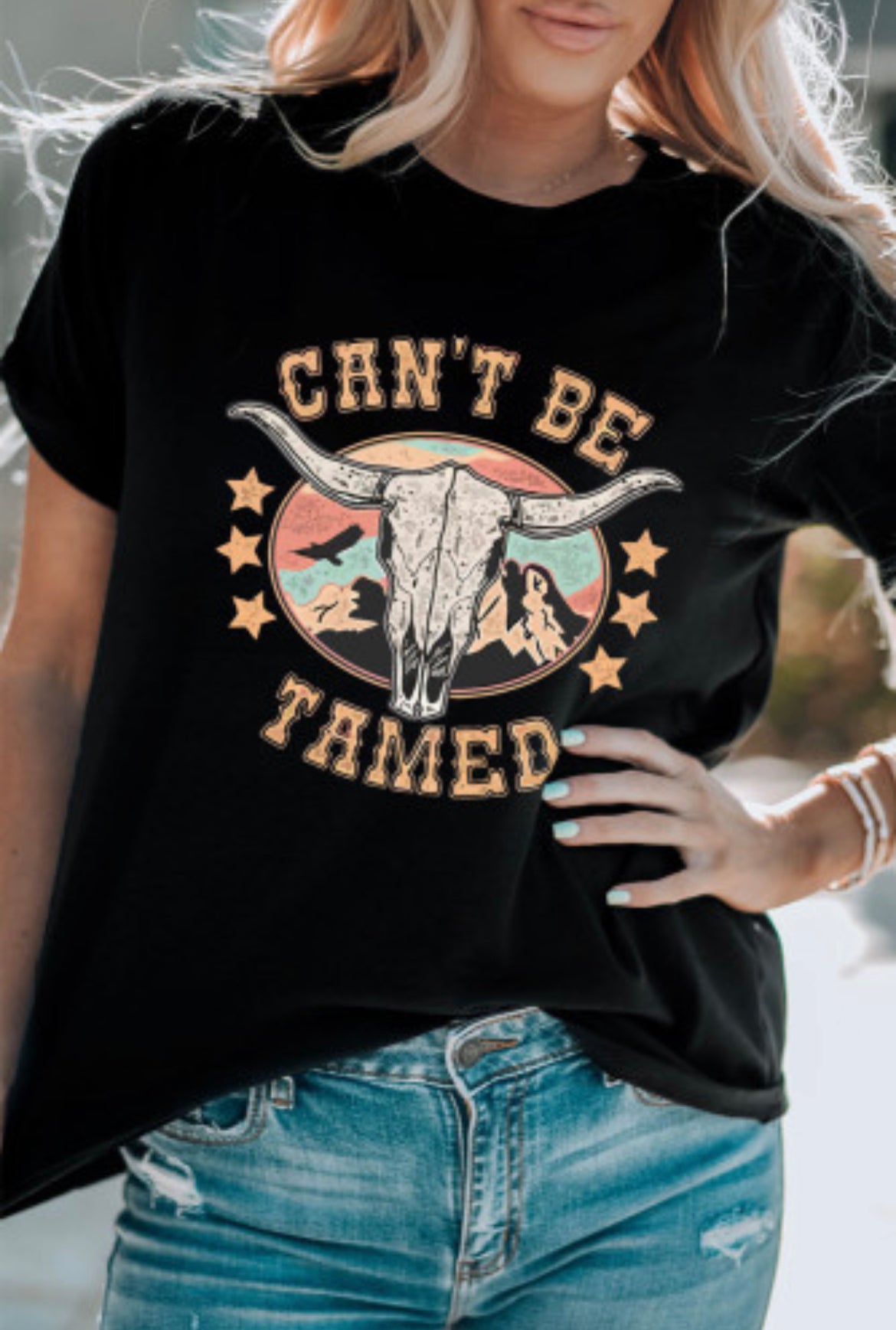 Can't Be Tamed Graphic Tee-Western Culture Leather