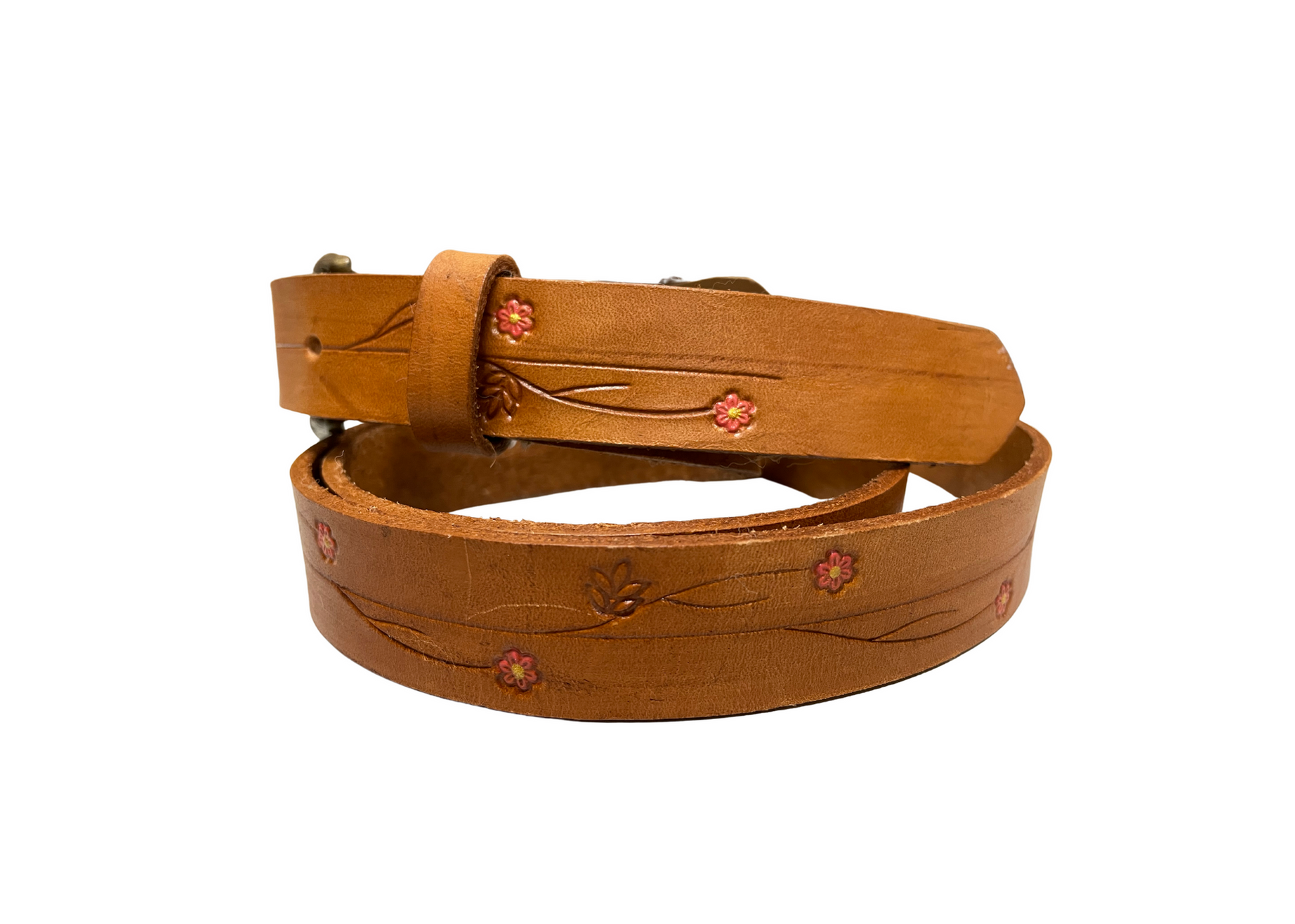 Delilah Flower stamped belt-Western Culture Leather