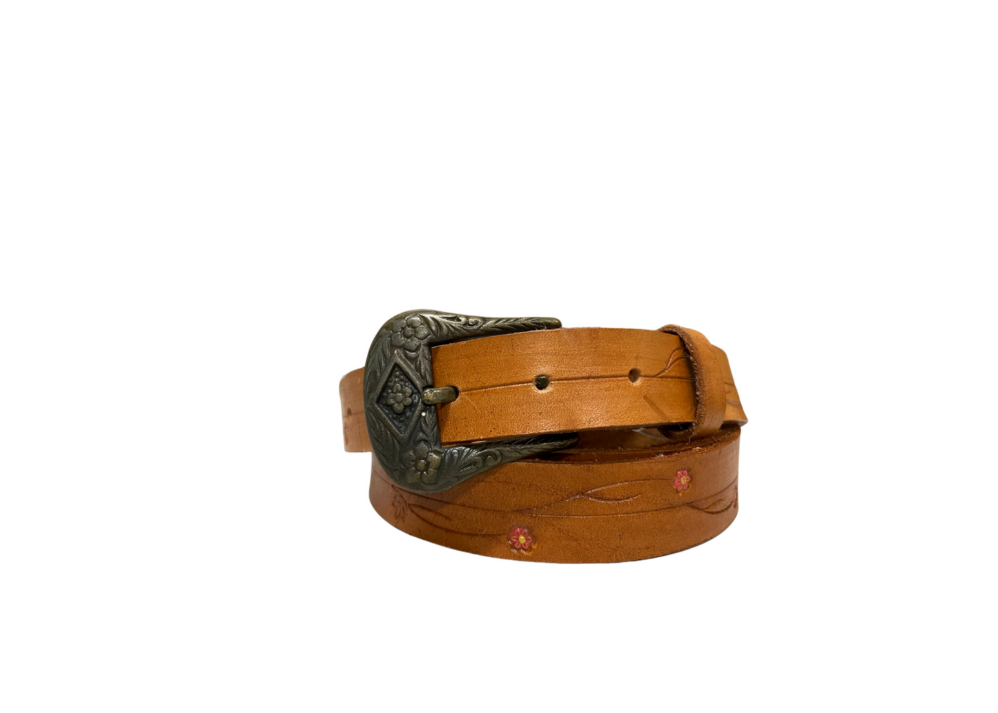 Delilah Flower stamped belt-Western Culture Leather