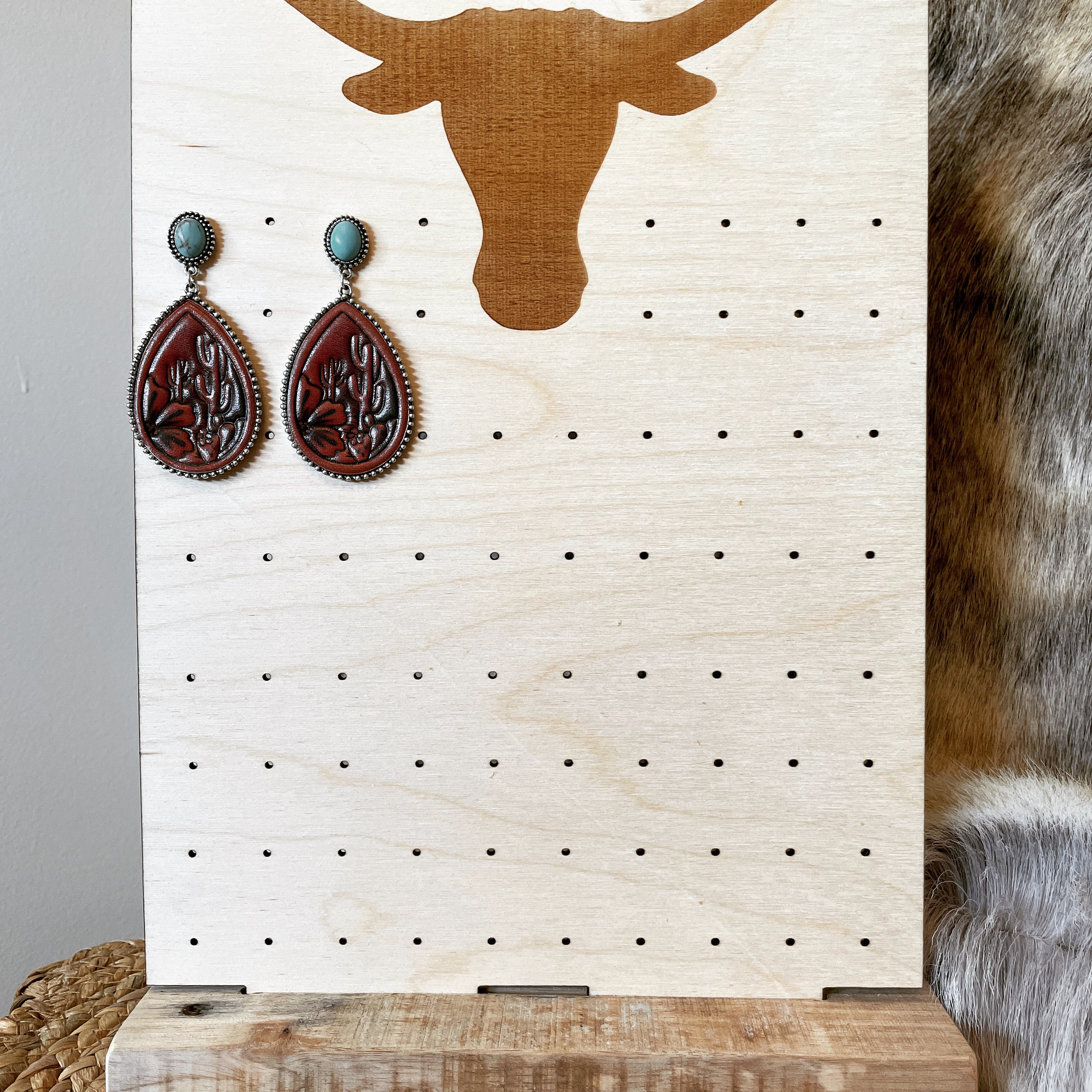 Longhorn earring board-Western Culture Leather