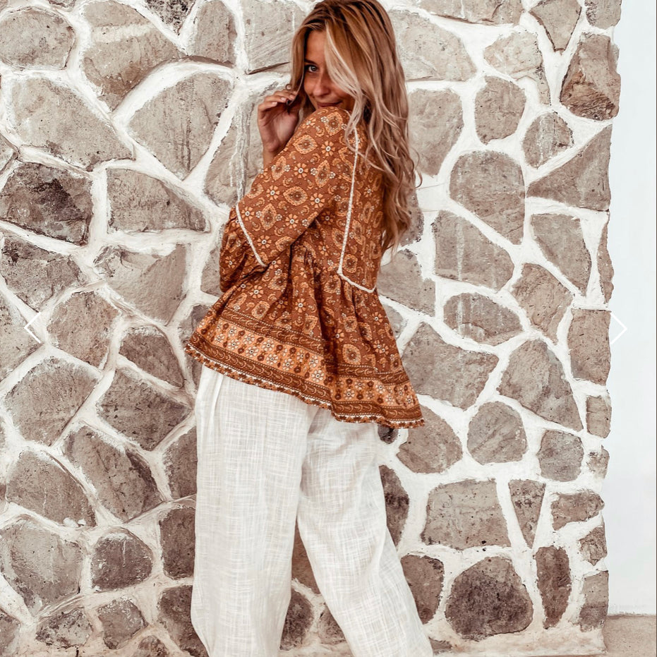 Saba Harem Pant - White Cotton-Western Culture Leather