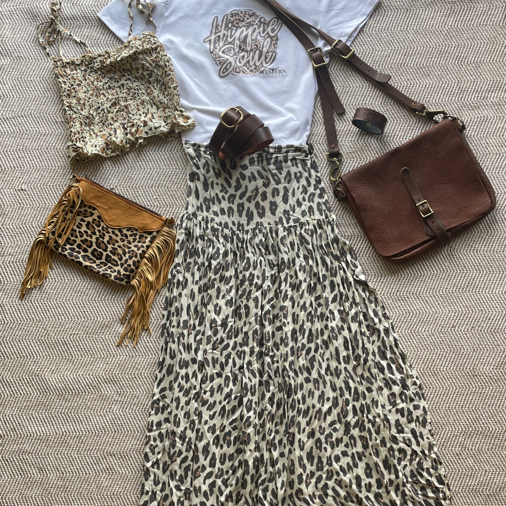 Safari skirt - Leopard print-Western Culture Leather