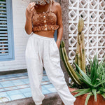 Saba Harem Pant - White Cotton-Western Culture Leather